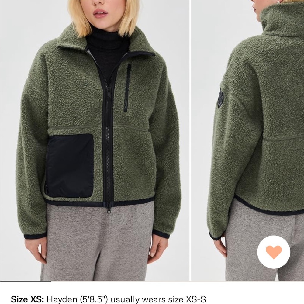 Olive Green Women's Sherpa Zip-Up Jacket
